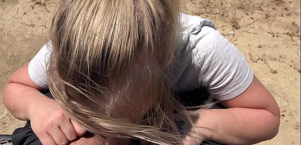  Hiking in LA gets Wild when a Hot Blonde Slut gets Naked and Fucks Outdoors! She Swallows every drop of Hot Cum!!